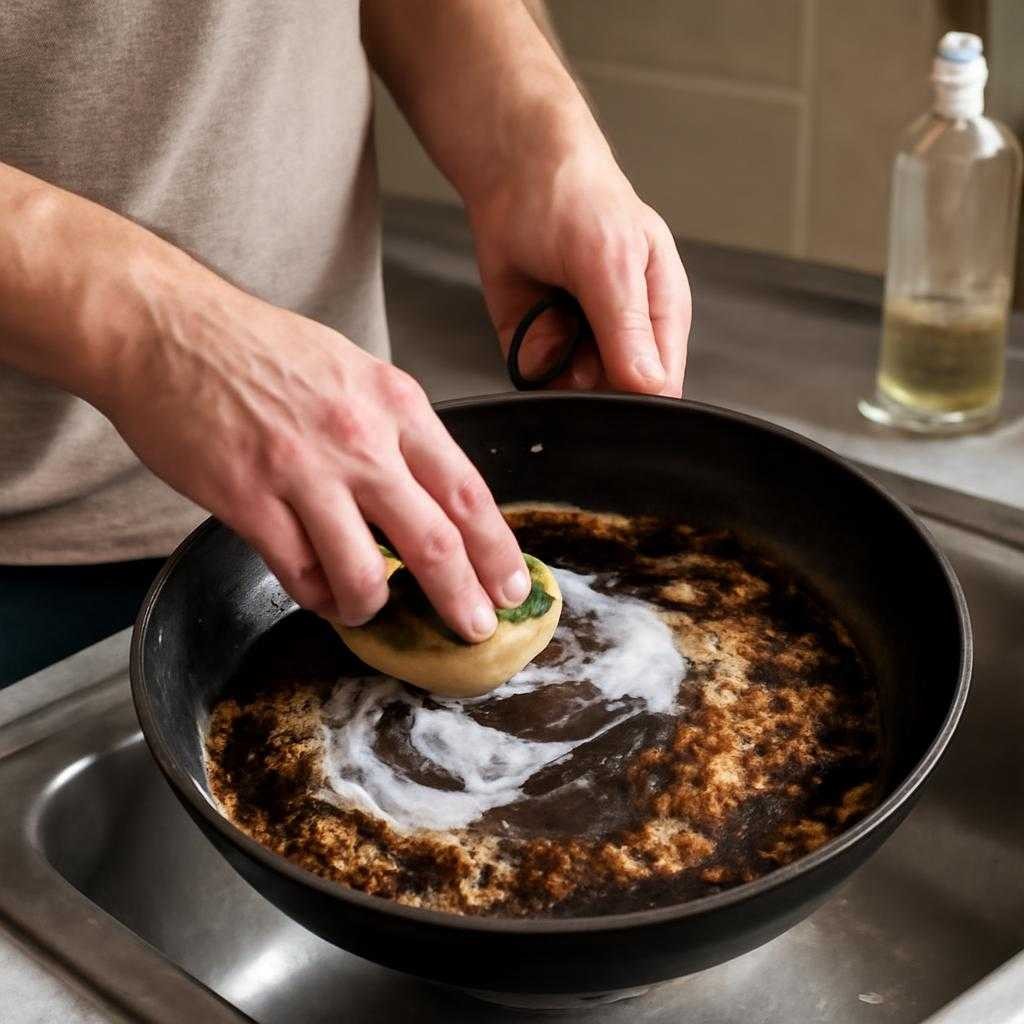 чистка сковороды